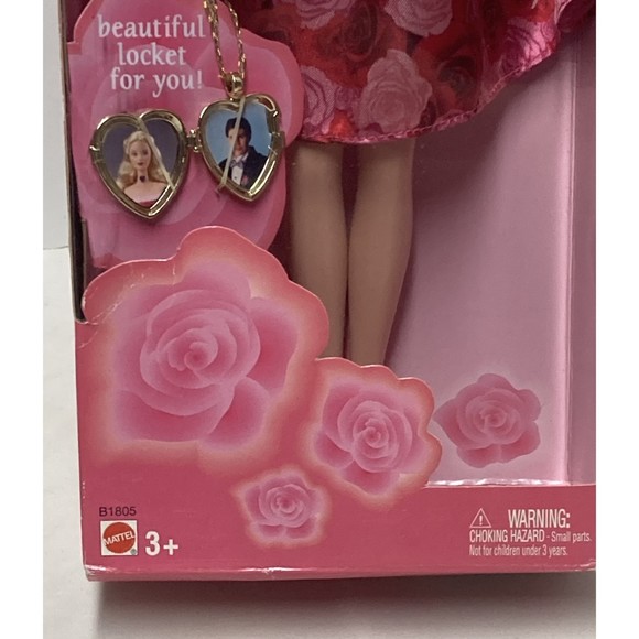 New-In-Box Mattel Valentine Romance Barbie Doll w/ Locket - #B1805 Vintage 2003 - Picture 14 of 14